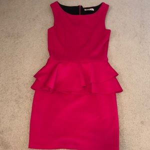 Pink peplum fitted dress